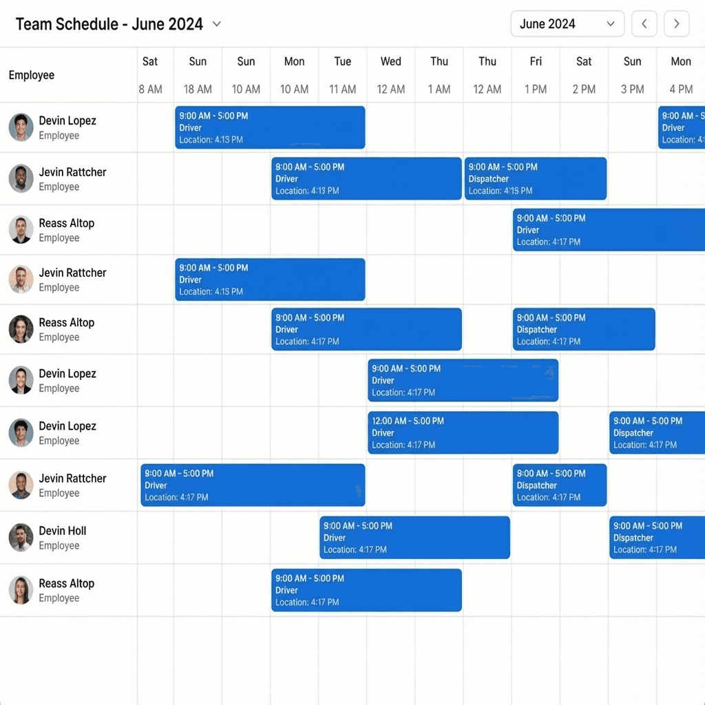 Planning des équipes